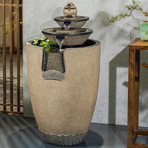 Decor Chinese Jar Shape Flowing Water Fountain, Balcony Circulating Water Fountain, Attracting Wealth Floor Ornaments, Suitable for Living Room, Entryway for Entryway in Saudi Arabia
