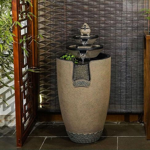 Decor Chinese Jar Shape Flowing Water Fountain, Balcony Circulating Water Fountain, Attracting Wealth Floor Ornaments, Suitable for Living Room, Entryway for Entryway in Saudi Arabia