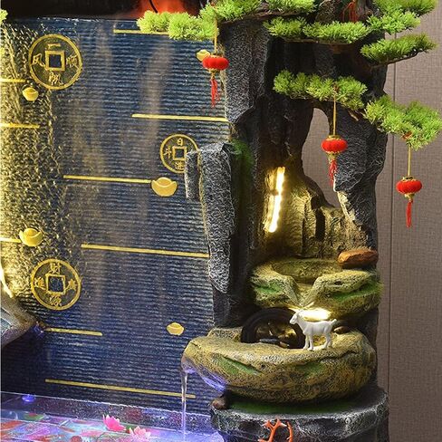 Decor Floor Standing Fountain for Living Room with Fish Pond, Office Lobby Decor with Rockery Waterfall Fountain, for a Serene Home Environment for Entryway(Small) in Saudi Arabia