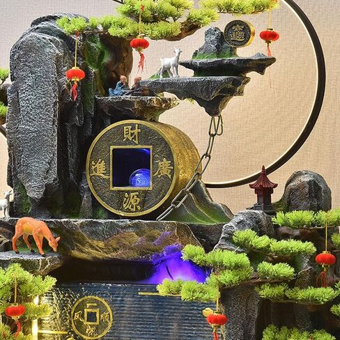 Decor Floor Standing Fountain for Living Room with Fish Pond, Office Lobby Decor with Rockery Waterfall Fountain, for a Serene Home Environment for Entryway(Small) in Saudi Arabia