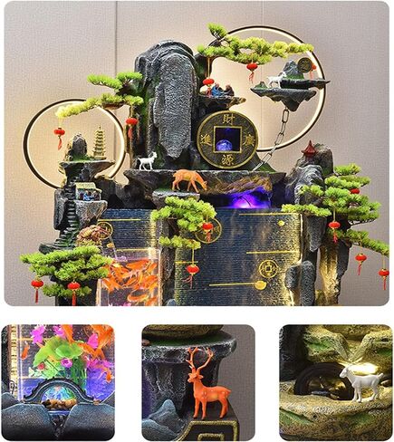 Decor Floor Standing Fountain for Living Room with Fish Pond, Office Lobby Decor with Rockery Waterfall Fountain, for a Serene Home Environment for Entryway(Small) in Saudi Arabia