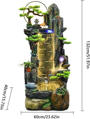 Decor Ockery Running Water Fountain, Circulating Water Fish Pond Decoration Attracting Wealth Floor Ornaments Suitable for Office Courtyard Living Room for Entryway in Saudi Arabia