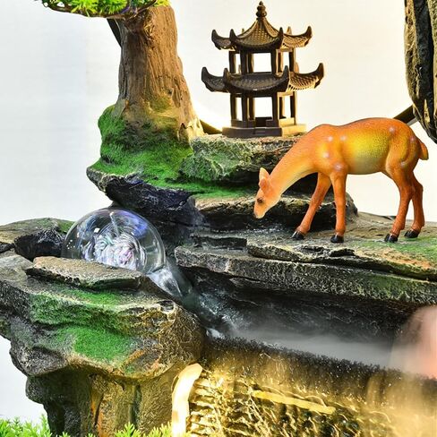 Decor Ockery Running Water Fountain, Circulating Water Fish Pond Decoration Attracting Wealth Floor Ornaments Suitable for Office Courtyard Living Room for Entryway in Saudi Arabia