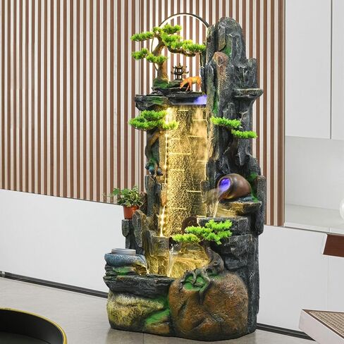 Decor Ockery Running Water Fountain, Circulating Water Fish Pond Decoration Attracting Wealth Floor Ornaments Suitable for Office Courtyard Living Room for Entryway in Saudi Arabia