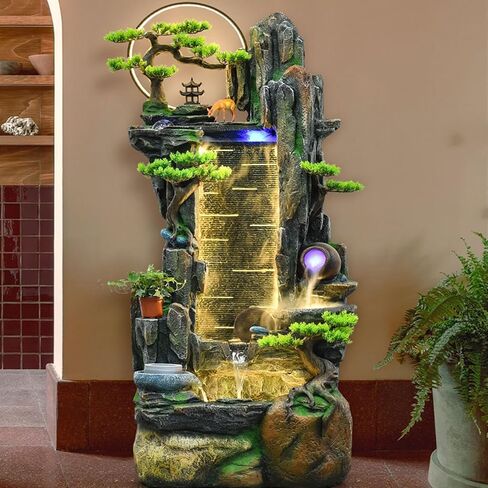Decor Ockery Running Water Fountain, Circulating Water Fish Pond Decoration Attracting Wealth Floor Ornaments Suitable for Office Courtyard Living Room for Entryway in Saudi Arabia