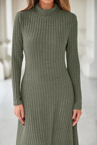 MITILLY Women Long Sleeve Maxi Dress 2025 Fall Winter Casual Turtle Neck Ribbed Knit Bodycon Going Out Dresses in Saudi Arabia