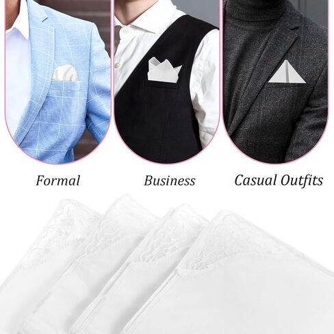 6 PCS مناديل بيضاء ، Hankies for Women Elegant Elegant Embroidery Lace Style Soft Soft Daily Excalsions for Wedding Party Beafte Tea (11 بوصة) in Saudi Arabia