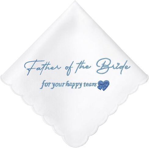 HOULIFE Something Blue Wedding Handkerchiefs, Mother & Father of the Bride Wedding Gift, Happy Tears Handkerchief 11.02″ in Saudi Arabia