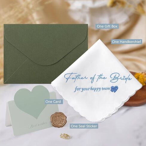 HOULIFE Something Blue Wedding Handkerchiefs, Mother & Father of the Bride Wedding Gift, Happy Tears Handkerchief 11.02″ in Saudi Arabia