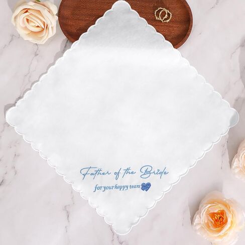 HOULIFE Something Blue Wedding Handkerchiefs, Mother & Father of the Bride Wedding Gift, Happy Tears Handkerchief 11.02″ in Saudi Arabia