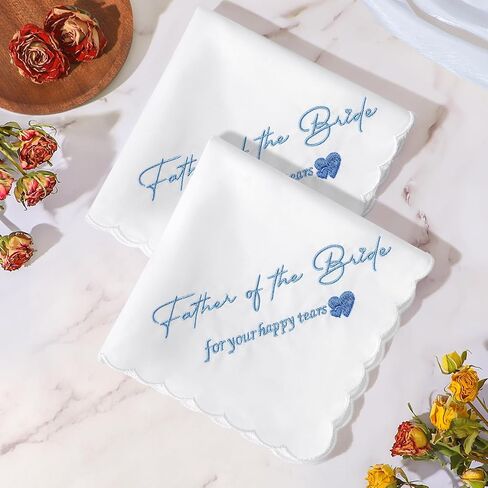 HOULIFE Something Blue Wedding Handkerchiefs, Mother & Father of the Bride Wedding Gift, Happy Tears Handkerchief 11.02″ in Saudi Arabia