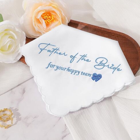 HOULIFE Something Blue Wedding Handkerchiefs, Mother & Father of the Bride Wedding Gift, Happy Tears Handkerchief 11.02″ in Saudi Arabia