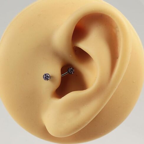 3mm Epoxy Crystal Stone Ball with 16 Gauge Stainless Steel Curved Barbell - Eyebrow Bar - Tragus Piercing - Helix Body Piercing Jewelry in Saudi Arabia