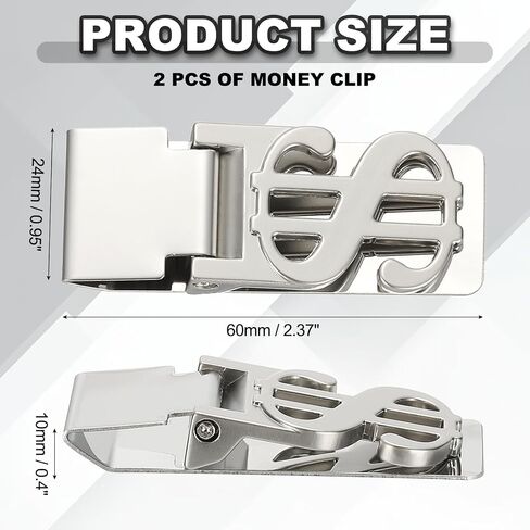 PATIKIL 2 Pcs Stainless Steel Money Clip, Metal Slim Wallet Clip for Men Silver Money Holder Minimalist Front Pocket Wallet for Credit Card Business Card in Saudi Arabia