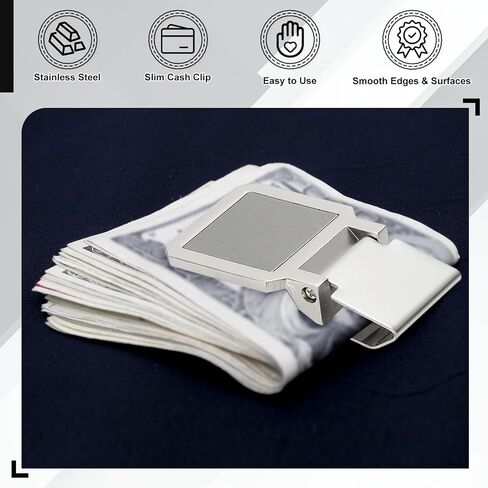 PATIKIL 2 Pcs Stainless Steel Money Clip, Metal Slim Wallet Clip for Men Square Money Holder Minimalist Front Pocket Wallet for Credit Card Business Card in Saudi Arabia