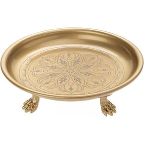 Solid Brass Pedestal Tray with Eagle Claw Feet – Vintage Gold Jewelry Holder, Candle Dish & Trinket Plate – Decorative Display for Vanity, Bathroom, Dresser, Entryway & Coffee Table Decor in Saudi Arabia