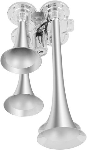 AINTIER 12/24V 4 Trumpet Musical Electric Train Car Horn with Compressor Replacement for Vehicles Trucks Cars Semi Pickup RV SUV Silver in Saudi Arabia