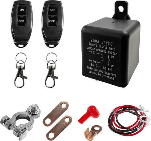 Remote Battery Disconnect Switch, 12V Top Post Negative Cut Off Switch with 2 Wireless Remote Control, 200A Automotive On/Off Control Prevent Battery Drain for Truck RV in Saudi Arabia