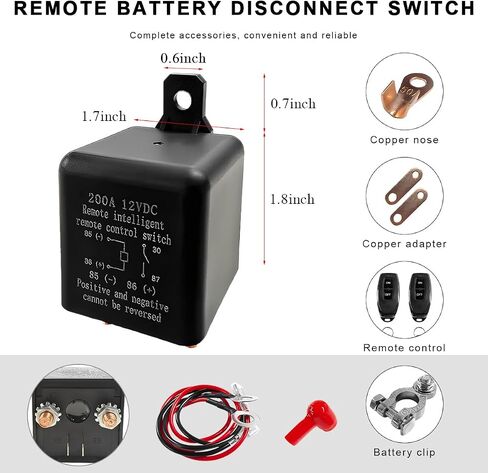 Remote Battery Disconnect Switch, 12V Top Post Negative Cut Off Switch with 2 Wireless Remote Control, 200A Automotive On/Off Control Prevent Battery Drain for Truck RV in Saudi Arabia