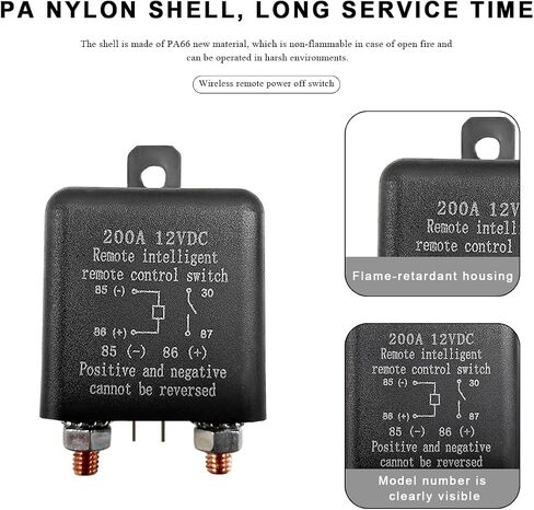 Remote Battery Disconnect Switch, 12V Top Post Negative Cut Off Switch with 2 Wireless Remote Control, 200A Automotive On/Off Control Prevent Battery Drain for Truck RV in Saudi Arabia