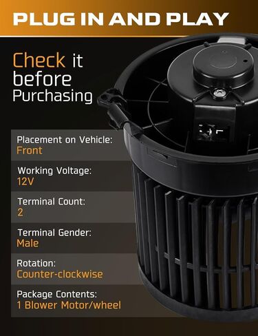 HYR 700323 AC Heater Blower Motor Fit for Nissan Rogue 2014-2019, Rogue Sport 2017-2019, Front Side with Fan Cage Replace# 27226-4BU0A, 272264BU0A, 75041, BM10019C in Saudi Arabia