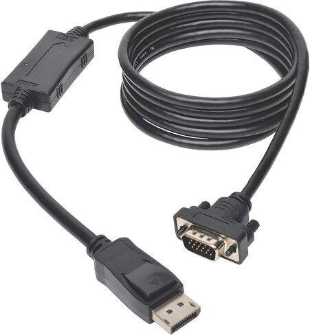 Tripp Lite DisplayPort to VGA Active Cable Adapter, DP 1.2 with Latches, DP to HD15 (M/M), DP2VGA, 1080p, Black, 6 Feet / 1.83 Meters, 3-Year Warranty (P581-006-VGA-V2) in Saudi Arabia