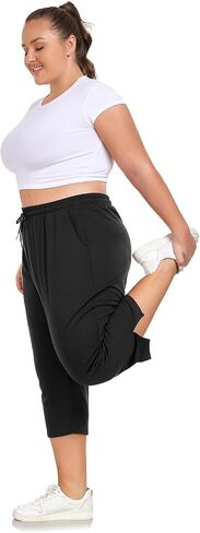 Plus Size Capri Pants for Women Loose Fit Yoga Pants with Pockets Workout Activewear Sweatpants in Saudi Arabia