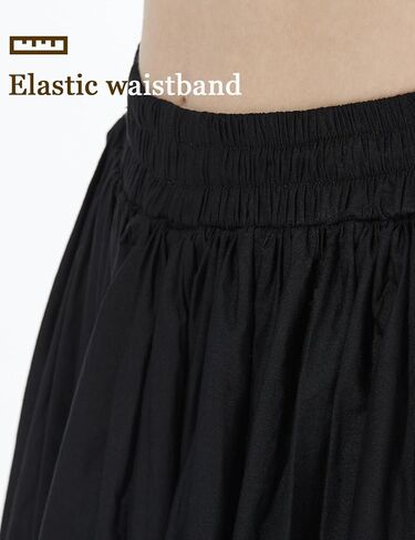 Beautelicate Women 100 ٪ Cotton Maxi Skirt مرنة الخصر جيبان جيبان تنورة مطوية غير رسمية in Saudi Arabia