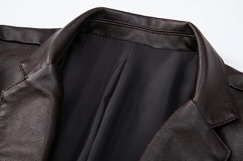 Men's Casual Notched Collar One Button Faux Leather Blazer Suit Jacket Sport Coats in Saudi Arabia