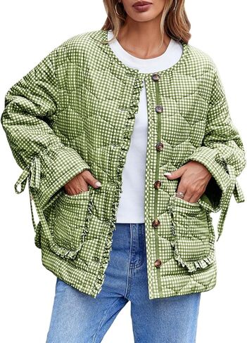 سترات تانكانيو النسائية القصيرة والمبطنة المنتفخة خفيفة الوزن منقوشة بأزرار سفلية ومبطنة بالأسفل in Kuwait