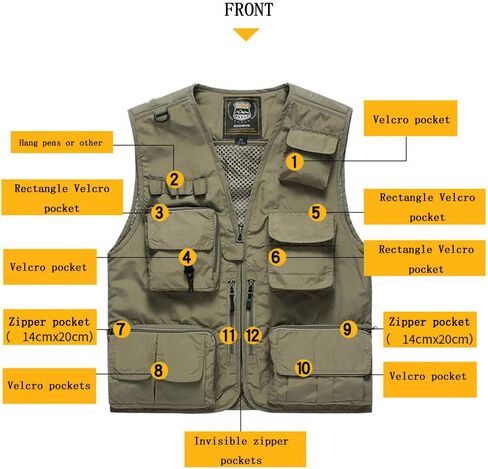 Men's Mesh Quick-Dry Fishing Vest Outdoor Hunting Climbing Traveling Photography Cargo Waistcoat with Multi-Pockets in Saudi Arabia