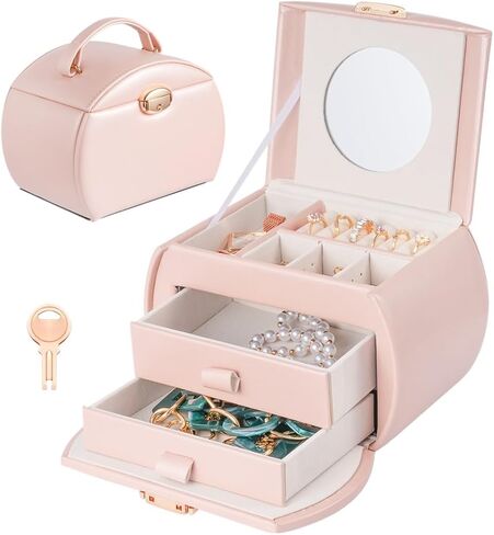 Jewelry Box for Girls, Three-Tier Princess Design with Lock and Mirror, Portable Storage Case for Travel, and Kids Room Decoration in Saudi Arabia