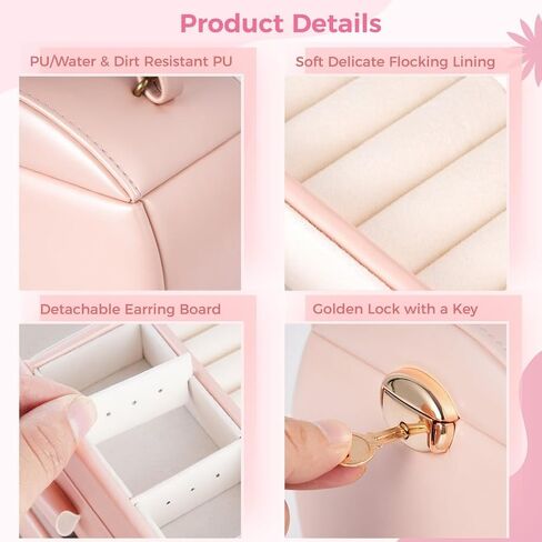 Jewelry Box for Girls, Three-Tier Princess Design with Lock and Mirror, Portable Storage Case for Travel, and Kids Room Decoration in Saudi Arabia