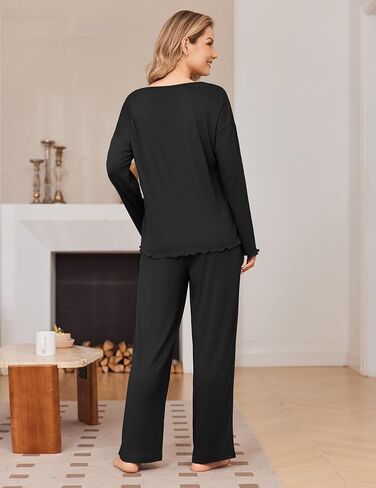Ekouaer 2 Pack Womens متماسكة مجموعات Pajama مجموعات V صالة ناعمة in Saudi Arabia