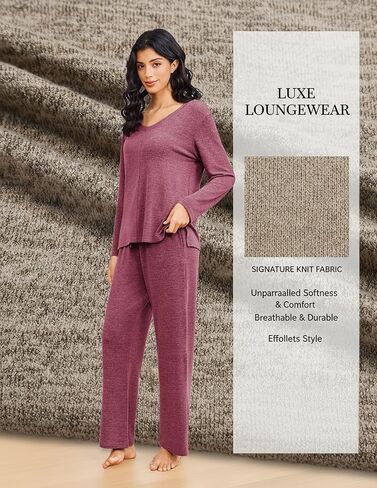 Ekouaer Pajamas للنساء مجموعة طويلة الأكمام 2 قطعة مجموعات V in Saudi Arabia