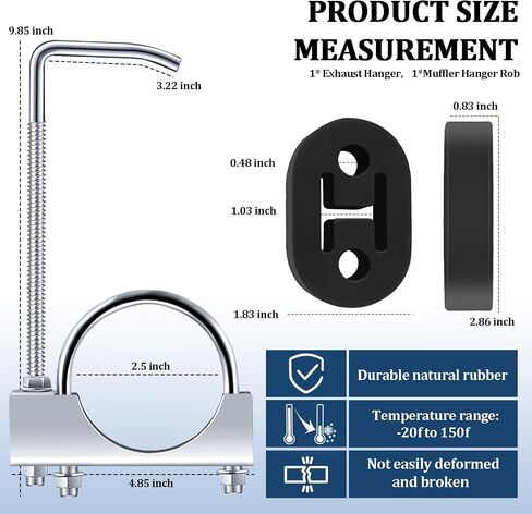 Car 2.5" Exhaust Clamp with Rod & Rubber Exhausts Hangers Kit,Exhaust Hanger Set for Fixing & Reducing Noise,Essential Car Accessories U Muffler Clamp for Exhausts System in Saudi Arabia