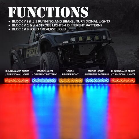 Xprite Upgraded 30" Offroad LED Rear Chase Strobe Light Bar w/Brake Reverse Turn Signal Light for Polaris RZR XP 1000 900, UTV, ATV, Side by Sides, 4x4, Trophy Truck - RZ Series RYWYR in Kuwait