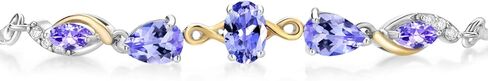 Gem Stone King 925 Silver و 10K Gold Gold Blue Tanzanite و White Lab Pracelet Diamond Tennis Tennis للنساء من قبل Keren Hanan (1.64 CTTW ، أحجار الأحجار الكريمة ، قابلة للتعديل حتى 9 بوصات) in Saudi Arabia