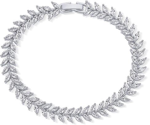 PAVOI 14K Gold Plated Marquise Cut Tennis Bracelet for Women - Cubic Zirconia Gold Tennis Bracelets for Women - Delicate Marquise CZ Bridal Jewelry for Wedding in Saudi Arabia