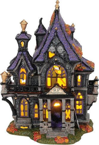 Department 56 Snow Village Halloween Puckett's Funerarium Lit Building, 9.21 Inch, Multicolor in Saudi Arabia