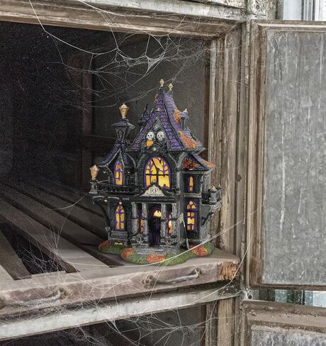 Department 56 Snow Village Halloween Puckett's Funerarium Lit Building, 9.21 Inch, Multicolor in Saudi Arabia