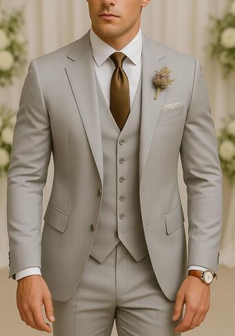 MoranX Business Men Suits Regular Fit 3 Piece Tuxedos Notch Lapel Blazer Vest Pants for Wedding Grooms in Saudi Arabia