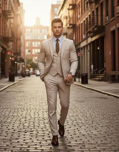MoranX Business Men Suits Regular Fit 3 Piece Tuxedos Notch Lapel Blazer Vest Pants for Wedding Grooms in Saudi Arabia