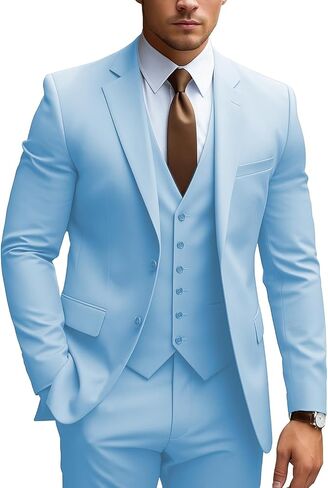 MoranX Business Men Suits Regular Fit 3 Piece Tuxedos Notch Lapel Blazer Vest Pants for Wedding Grooms in Saudi Arabia