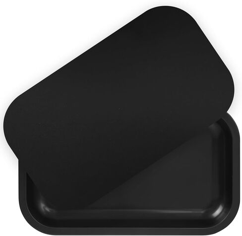 Large Metal Tray with Magnetic Lid, Decorative Tray, Ideal Storage for Home or Travel, 10.6 x 6.3 Inches (Black) in Saudi Arabia