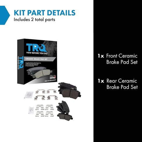 TRQ Brake Pads Ceramic Compatible with 2011-2016 Hyundai Elantra 2013-2014 Elantra Coupe 2013-2016 Elantra GT 2012-2016 Veloster in Saudi Arabia