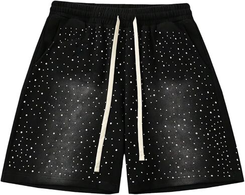 شورت Soly Hux Men's Y2K Rhinestone Shorts شورتات الشوارع الصيفية المرنة مع جيوب in Saudi Arabia