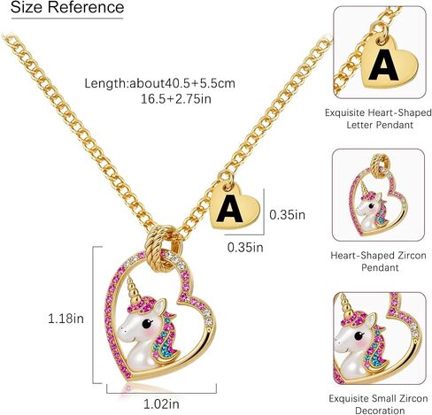 Cute Initial Necklaces for Girls - Colorful CZ Heart Pendant Necklace for Teen Preteen, Personalized Little Girls Jewelry Gifts for Kids in Saudi Arabia