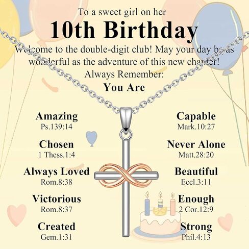 7th 8th 9th 10th 11th Birthday Necklace Gifts for Girls, Religious Christian Cross Necklace Jewelry Gift Ideas, Happy Birthday Present for Girls Daughter Granddaughter Sister Niece in Saudi Arabia