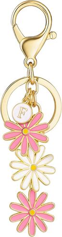 SELOVO Initial Keychain Daisy Flower Key Chain for Women Cute Pink Letter Keyring in Saudi Arabia